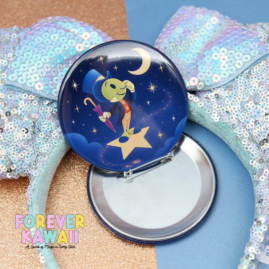 Starlight Parade - Wishing Star Celebration Pinback Button – 3" Starry Night Cricket Flair