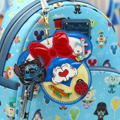 Red, Blue & Yellow Pin Trading Keychain | 5-Hole Enamel Pin Display | Princess Dress Colors Holder