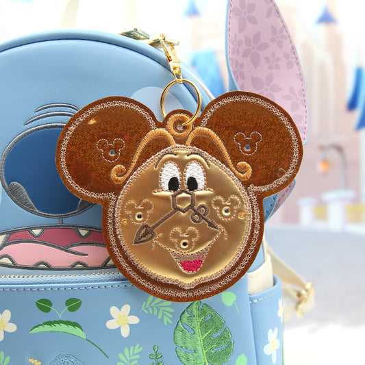 Enchanted Clock Pin Keychain | 5-Hole Enamel Pin Display | Brown Vinyl Handmade Clip