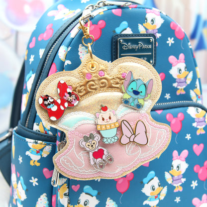 Dreamy Pink Dress Pin Keychain | 5-Hole Enamel Pin Display | Fairytale Princess-Inspired Clip