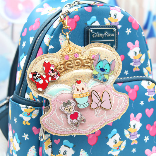 Dreamy Pink Dress Pin Keychain | 5-Hole Enamel Pin Display | Fairytale Princess-Inspired Clip