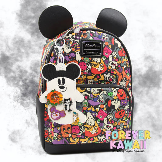 Glow-in-the-Dark Ghost Mouse Pin Trading Keychain – Spooky Halloween Pin Display for Backpacks & Lanyards