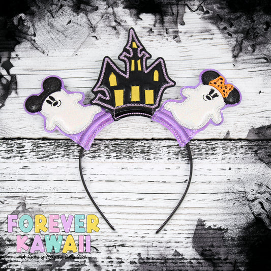 Haunted House Ghost Mouse Ears Headband - Lightweight Halloween Park Ears