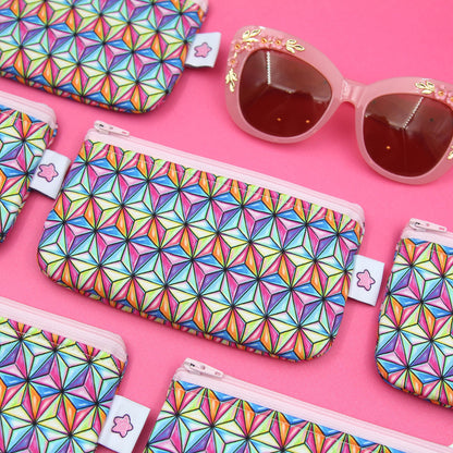 Spaceship Earth-Inspired Zippered Pouch – Handmade Eyewear Case, Makeup Organizer, and Travel Accessory
