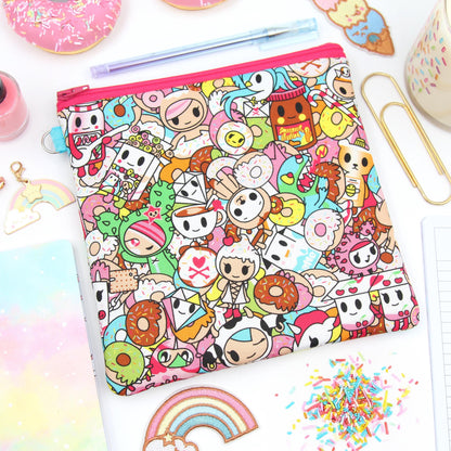 Kawaii Characters Zipper Pouch - Square Cuties Bag
