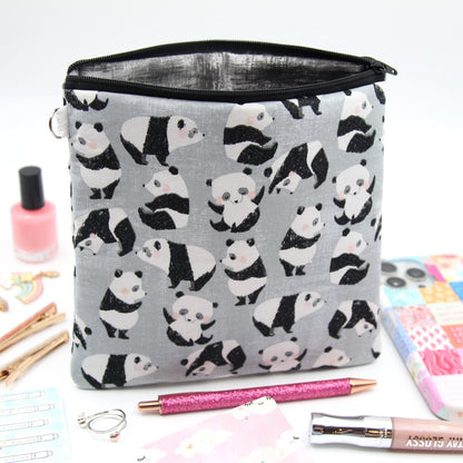 Panda Bears Zipper Pouch - Square Cuties Bag