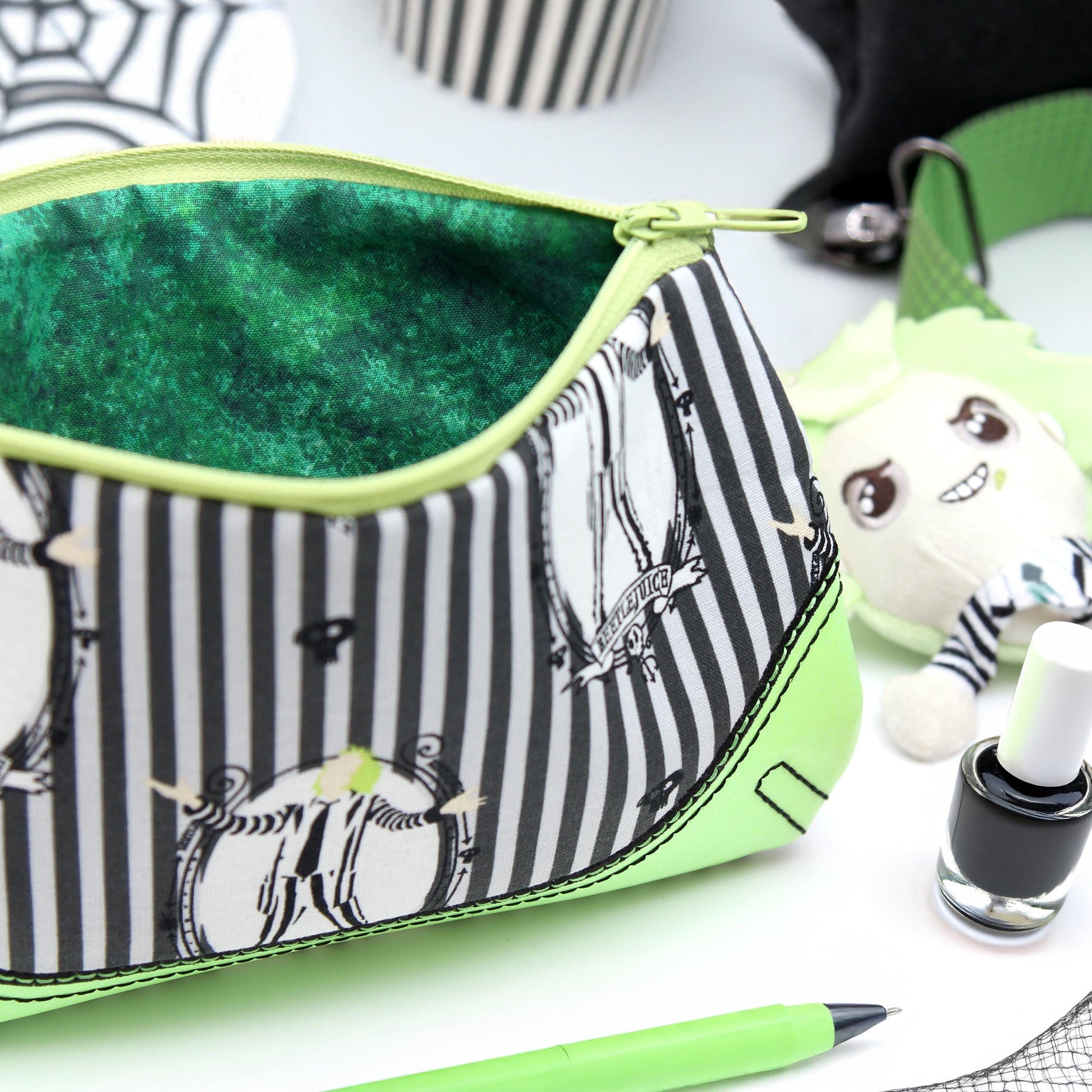 Striped Spooky Zipper Pouch - Clutch 33