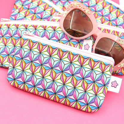Spaceship Earth-Inspired Zippered Pouch – Handmade Eyewear Case, Makeup Organizer, and Travel Accessory