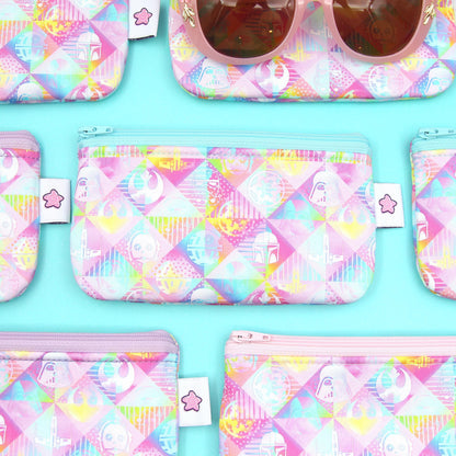 Pastel Galactic Adventure Zippered Pouch – Handmade Eyewear Case, Makeup Organizer, and Travel Accessory