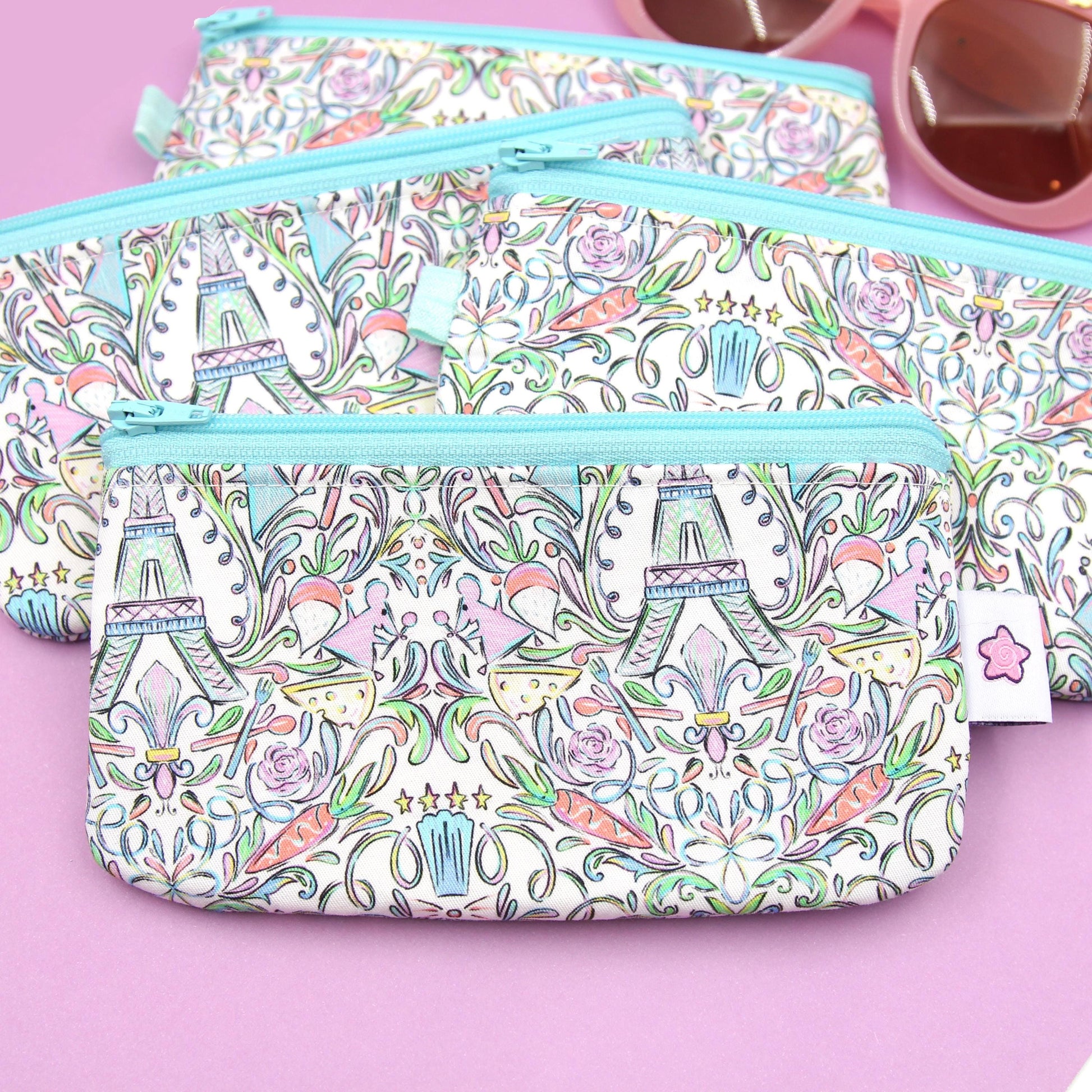 Remy & Emile&#39;s Culinary Delight Zippered Pouch – Handmade Eyewear Case, Makeup Organizer, and Travel Accessory