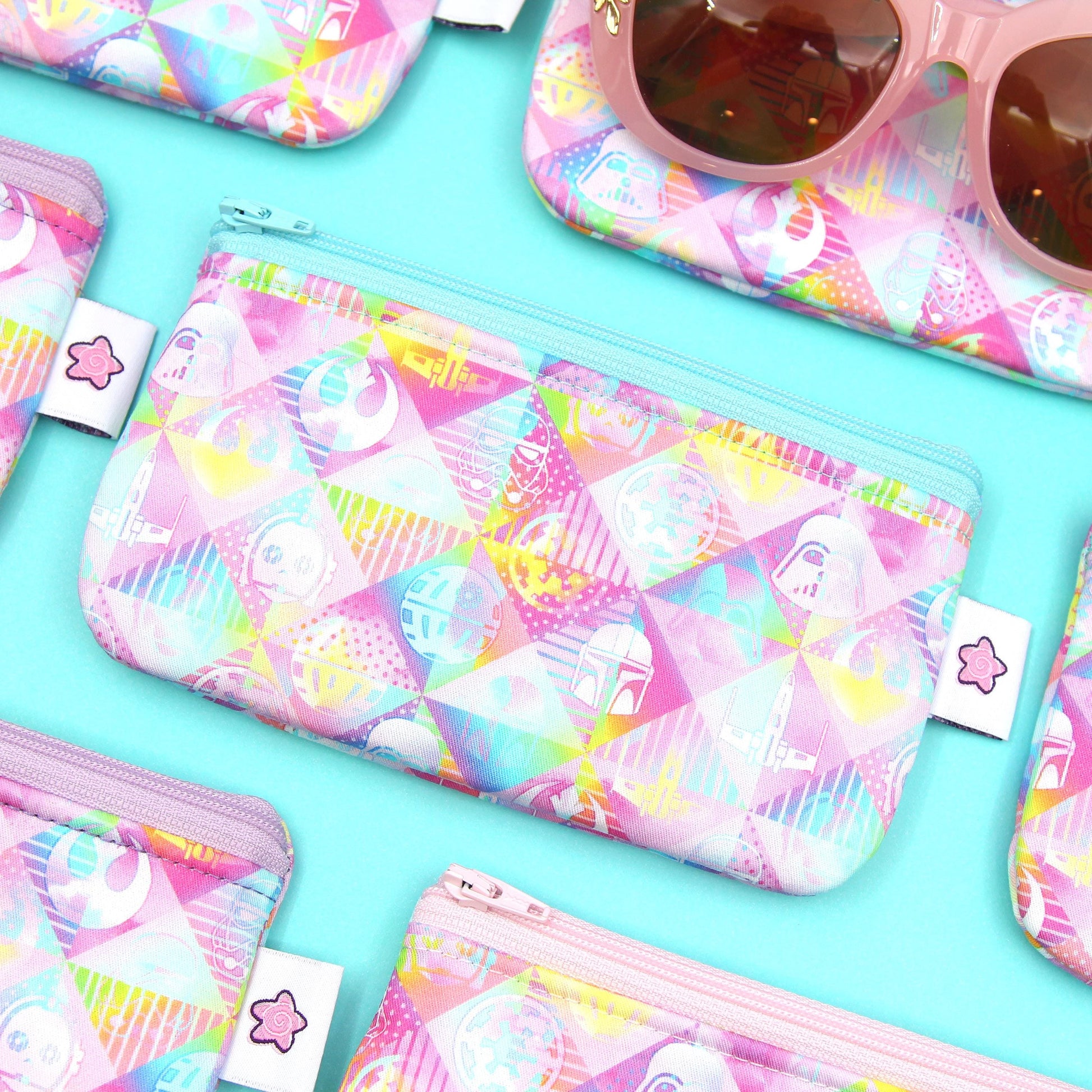 Pastel Galactic Adventure Zippered Pouch – Handmade Eyewear Case, Makeup Organizer, and Travel Accessory