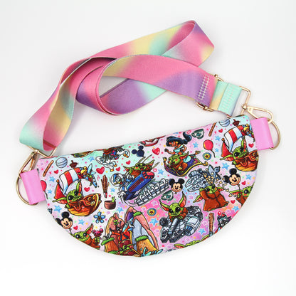 Baby Alien Rides Crossbody Bag, Adjustable Webbing Strap, Hipster Disney Bag, Handmade Fanny Pack Bag, Fully Lined & Padded, Theme Park Bag