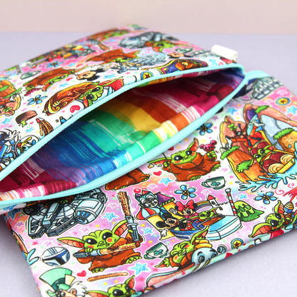 Baby Alien Rides Planner Pouch, Stationery Bag, Zipper Pouch for Hobonichi Weeks & Print Pression, Fully Lined and Padded, Cute Gift