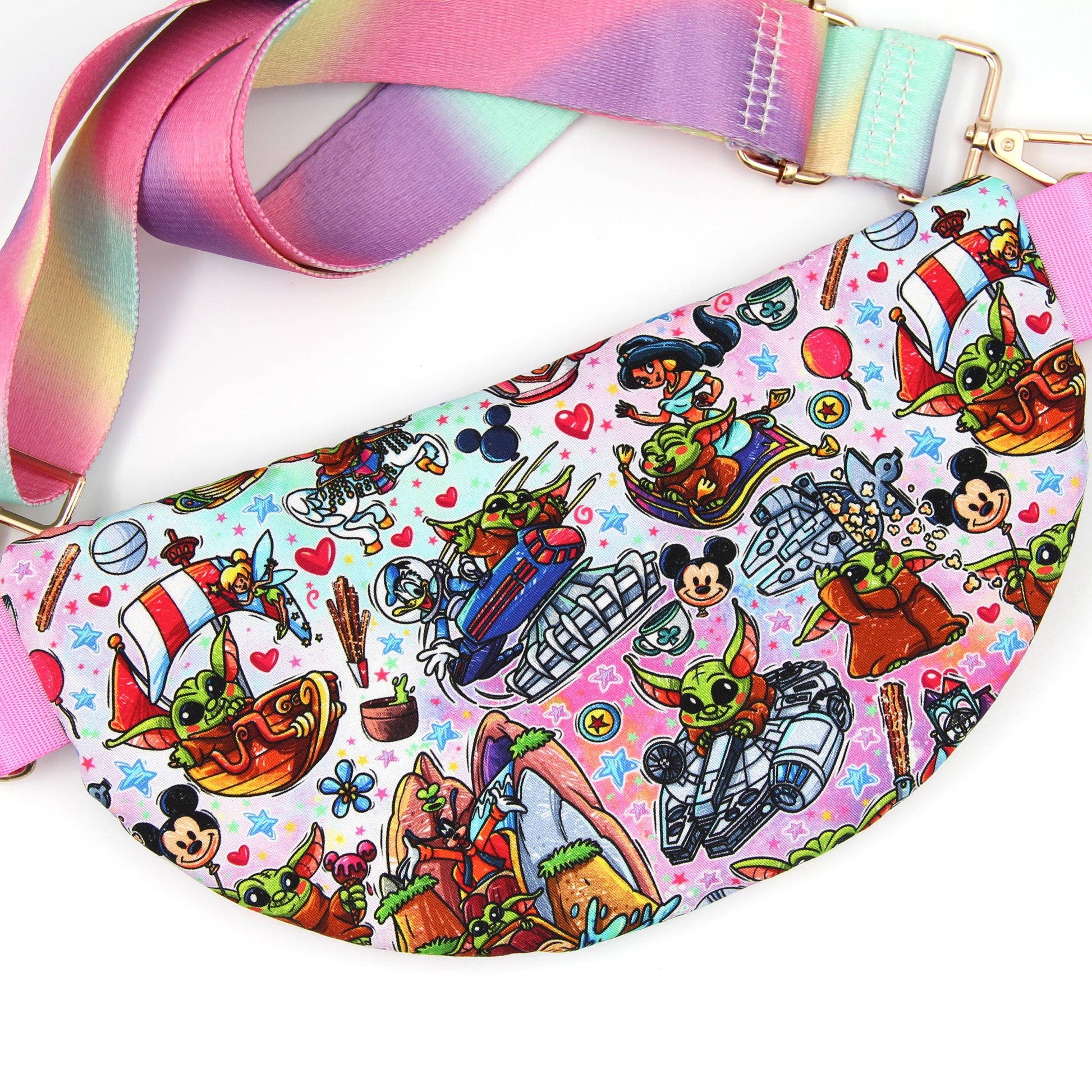 Baby Alien Rides Crossbody Bag, Adjustable Webbing Strap, Hipster Disney Bag, Handmade Fanny Pack Bag, Fully Lined & Padded, Theme Park Bag