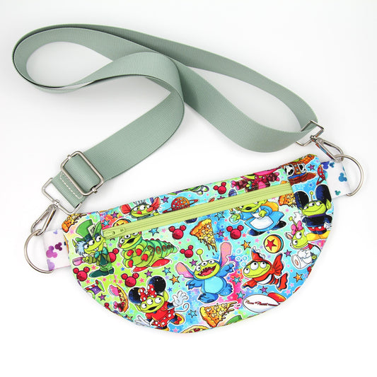Baby Alien Crossbody Bag, Adjustable Webbing Strap, Hipster Disney Bag, Handmade Shoulder Bag, Fully Lined & Padded, Theme Park Bag