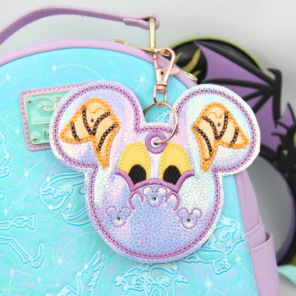 Iridescent Dragon Figment-Inspired Pin Trading Keychain – Handmade Embroidered Pin Holder with Cork Backing for Enamel Pins - Theme Park Pin