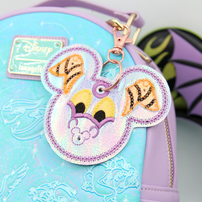 Small Iridescent Dragon Figment-Inspired Pin Trading Keychain – Embroidered Pin Holder with Cork Backing for Enamel Pins - Theme Park Pin