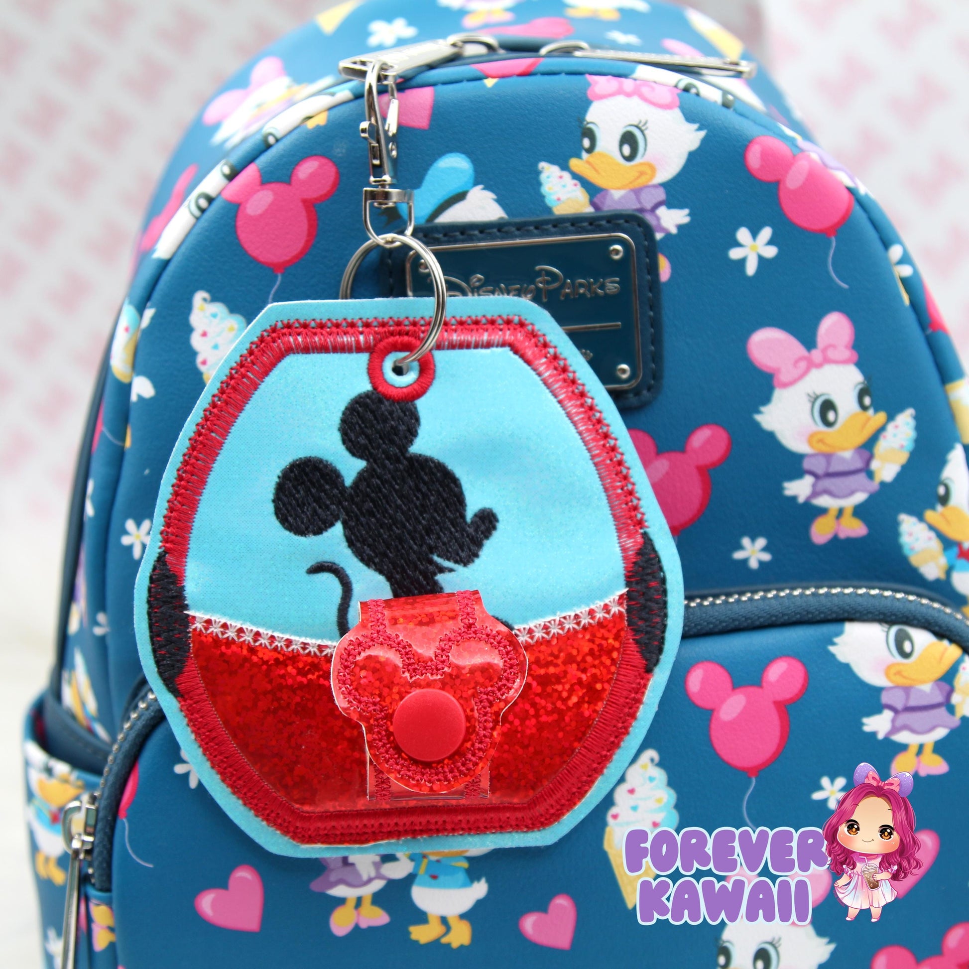 Skyline Park Mouse Ears Holder Keychain – Glitter Vinyl Headband Clip | Sunglasses Holder | Travel Storage | Mouse Ears Headband Holder
