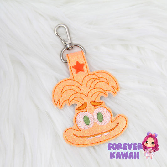 Anxiety-Inspired Snap Tab Keychain – Glitter Vinyl Embroidered Key Fob | Bag Charm | Cute Kawaii Gift | Mental Health Awareness