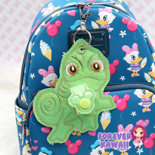 Pascal Chameleon Ears Holder Keychain – Glitter Headband Clip | Sunglasses Holder | Travel Storage | Mouse Ears Headband Holder, Princess