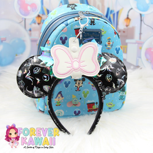 Glow In The Dark Bow Park Ears Holder Keychain, Includes One Extender, Park Ears Holder, Secure Your Park Ears, Hat, Sunglasses, Resort Cup