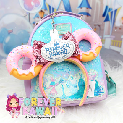Personalized Ear Headband Holder Keychain – Cast Member Name Tag | Sparkly Glitter Vinyl | Secure Your Park Ears, Hats, Sunglasses