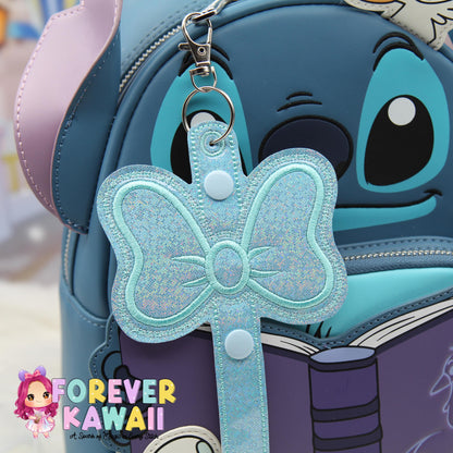 Light Blue Bow Park Ears Holder Keychain, Includes One Extender, Park Ears Holder, Secure Your Park Ears, Hat, Sunglasses, Resort Cup