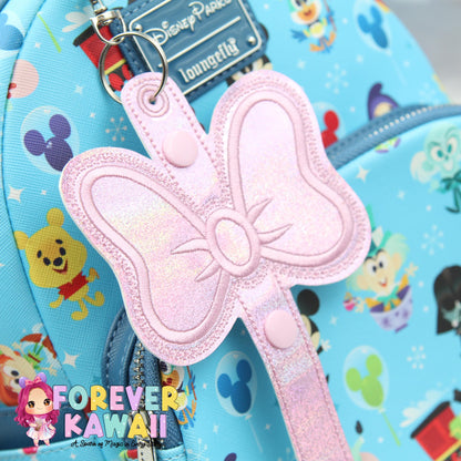 Pink Bow Glitter Park Ears Holder Keychain, Includes One Extender, Park Ears Holder, Secure Your Park Ears, Hat, Sunglasses, Resort Cup