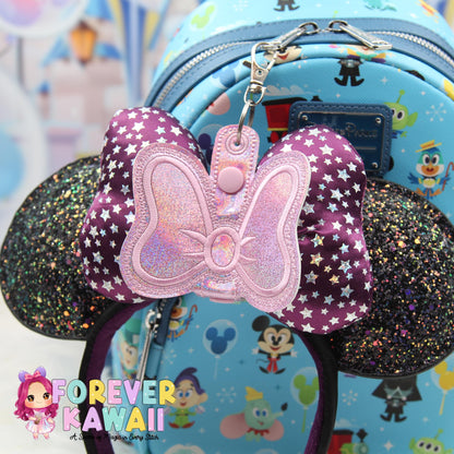 Pink Bow Glitter Park Ears Holder Keychain, Includes One Extender, Park Ears Holder, Secure Your Park Ears, Hat, Sunglasses, Resort Cup