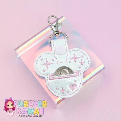 Mouse Head Grocery Cart Quarter Holder Keychain – Quarter Keeper for Shopping Cart – Reusable Coin Holder – Never Forget Your Quarter Again!