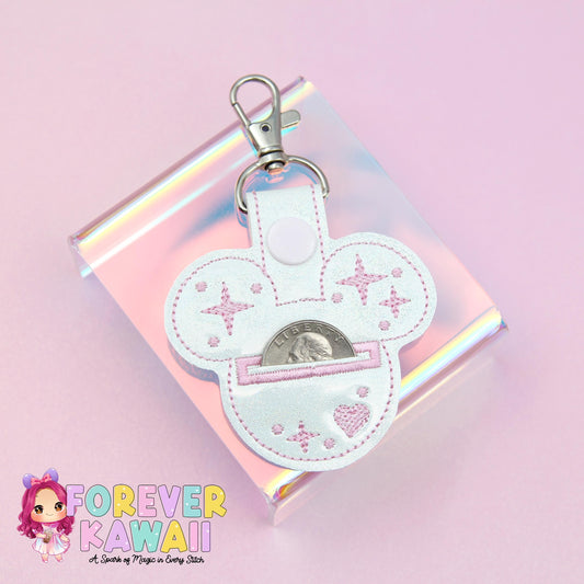Mouse Head Grocery Cart Quarter Holder Keychain – Quarter Keeper for Shopping Cart – Reusable Coin Holder – Never Forget Your Quarter Again!