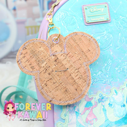 Purple Iridescent Holographic Vinyl - Mouse Backer Keychain for 3” Celebration Buttons - Badge Holder - Backpack Charm - Theme Park