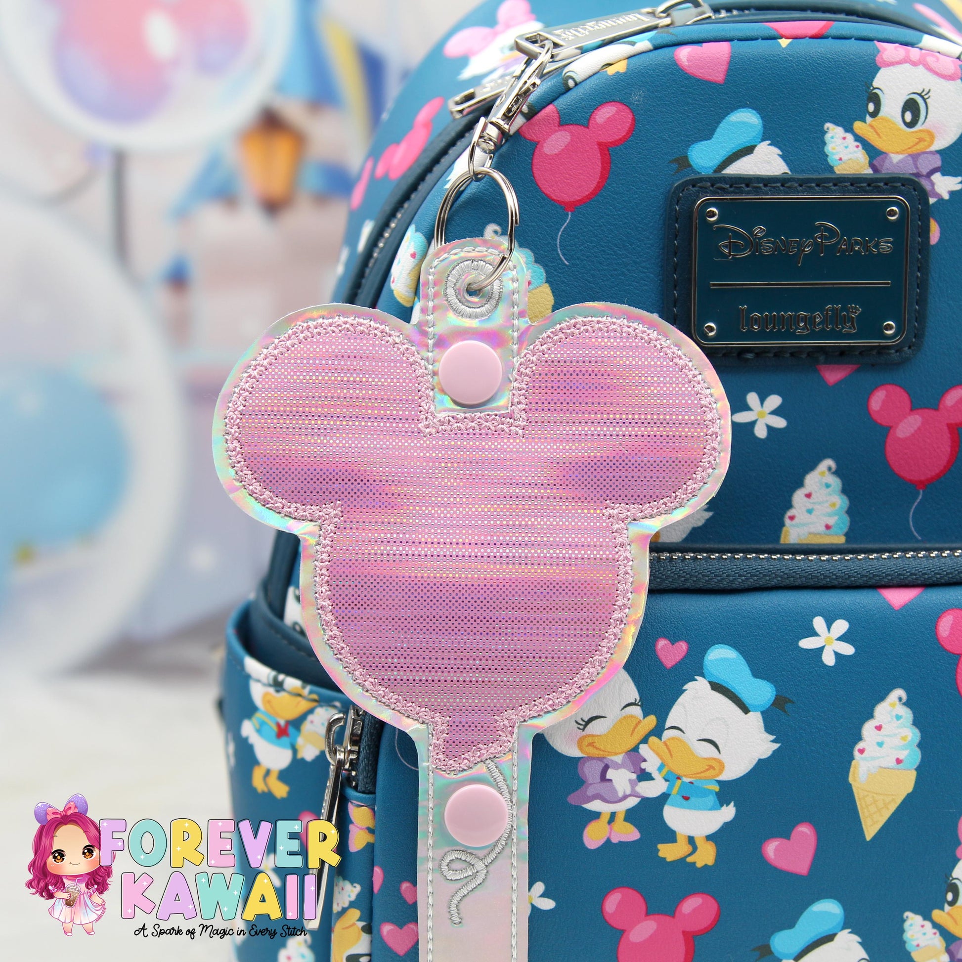 Pink Balloon Park Ear Holder - Mickey Ear Holder - Disney Ear Organizer - Holographic Glitter Vinyl - Magic Kingdom Must-Have - Sunglasses
