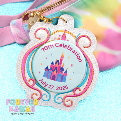 70th Anniversary Celebration Button Holder – Fits 3" Park Buttons, Birthday, Anniversary, or Special Trip Souvenirs
