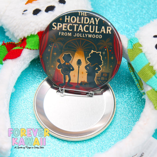 Jollywood Holiday Spectacular 2025 Inspired 3" Celebration Button – Vintage Hollywood Christmas Theme Park Souvenir