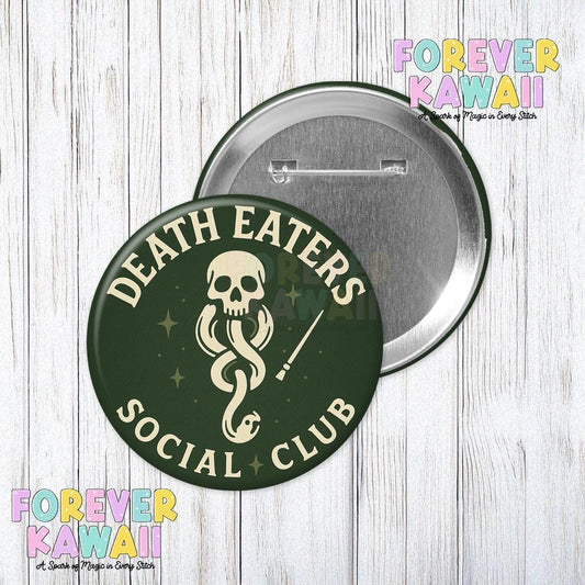 Death Eaters Social Club Button – Dark Wizard Fandom 3" Pin – Magical Mischief Badge – Witchy Cosplay Accessory