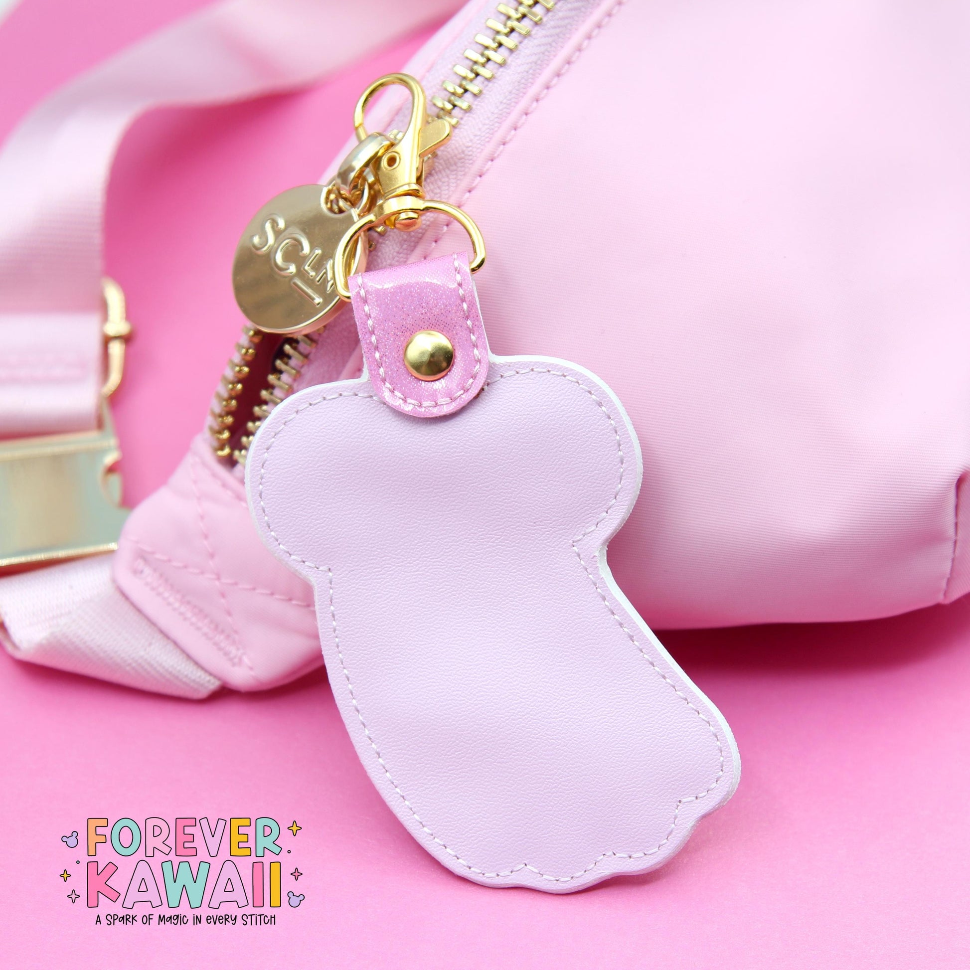Girl Mouse Ghost Bag Charm – Pink Sparkle Halloween Keychain for Park Bags, Backpacks, and More