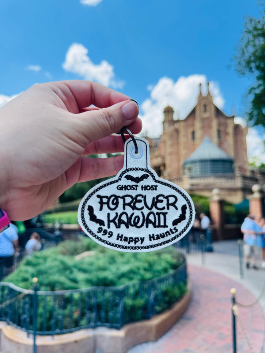 Personalized Ghost Host Inspired Bag Charm | Haunted Mansion Name Tag Keychain | Custom Halloween Disney Park Accessory