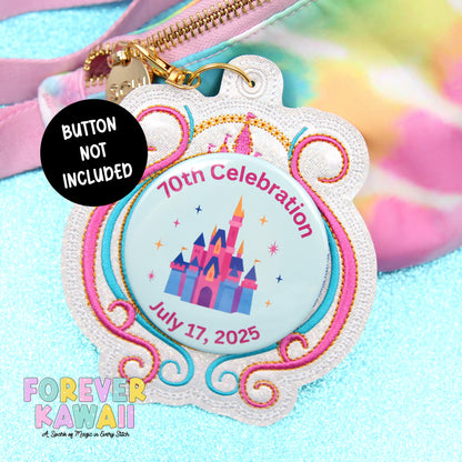 70th Anniversary Celebration Button Holder – Fits 3" Park Buttons, Birthday, Anniversary, or Special Trip Souvenirs