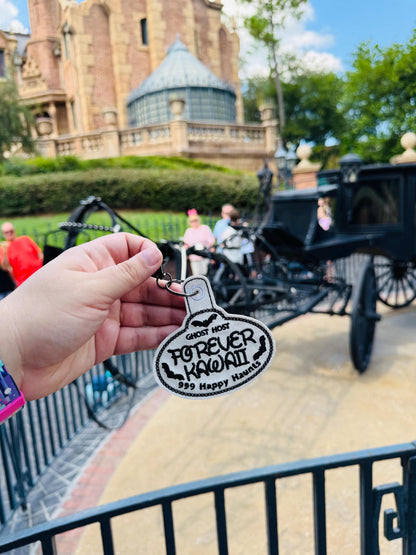 Personalized Ghost Host Inspired Bag Charm | Haunted Mansion Name Tag Keychain | Custom Halloween Disney Park Accessory