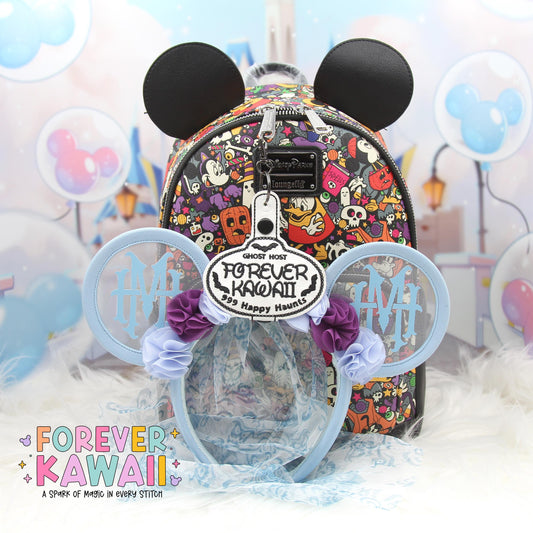 Personalized Ghost Host Inspired Ear Holder Keychain | Haunted Mansion Name Tag Keychain | Custom Halloween Disney Park Accessory