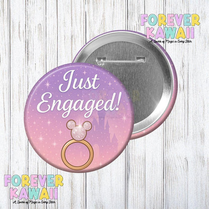 Just Engaged Button – 3" Celebration Pin | Engagement Announcement, Bride To Be, Honeymoon Keepsake