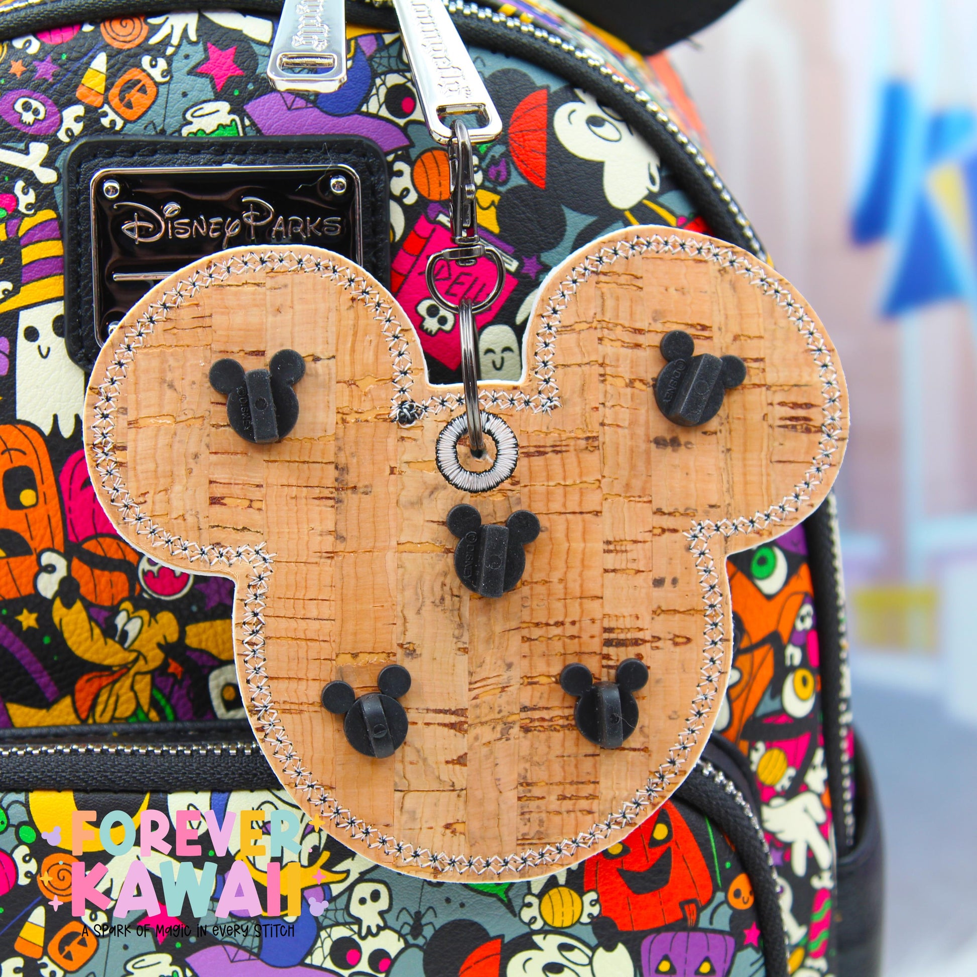 Haunted Mansion Wallpaper Pin Trading Keychain | 5 Pin Holder | Disney Ride-Inspired Bag Charm | Pattern Placement Will Vary | Non-Glitter