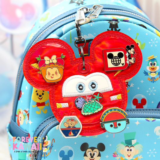 Lightning McQueen Pin Trading Keychain | Cars Inspired 5 Pin Holder | Disney Pin Trading Bag Charm | Pixar Racing Accessory