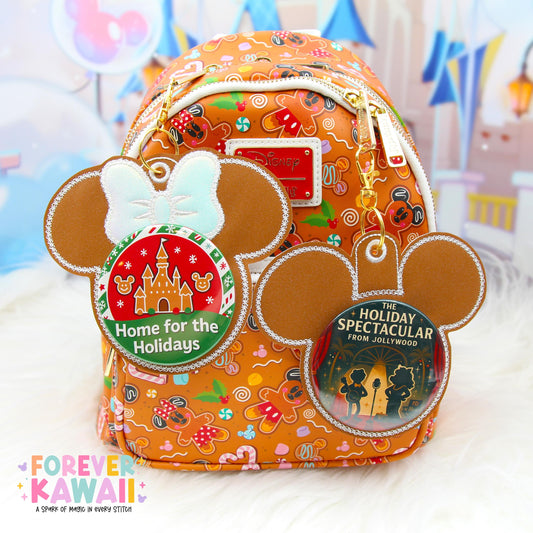 Gingerbread Button Holder Keychain | Christmas Park Bag Accessory | Fits 3” Celebration Buttons | Holiday Cookie Design