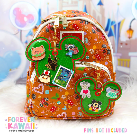 Christmas Pin Trading Keychain | Choose 3 or 5 Pin Holder | Green or Red Glitter Park Bag Charm | Holiday Disney Pin Collector Gift