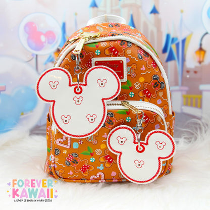 Candy Cane Pin Trading Keychain | White Vinyl with Red Stitching | Choose 3 or 5 Pin Holder | Holiday Disney Park Bag Charm