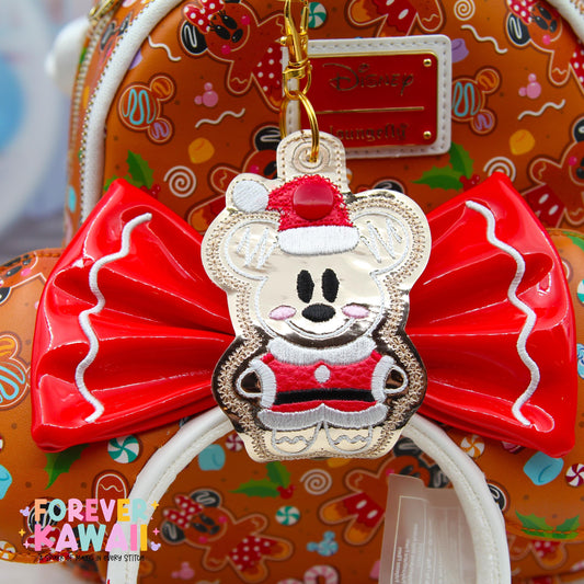 Santa Gingerbread Mouse Ears Holder – Gold Vinyl | Park Ears Holder | Secure Ears, Hat, or Sunglasses | Holiday Disney Christmas Gift