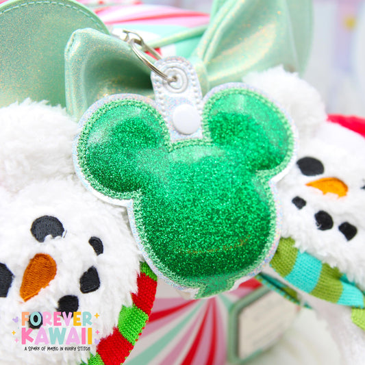 Green Glitter Balloon Mouse Ears Holder – Sparkle Vinyl | Park Ears Holder | Secure Ears, Hat, or Sunglasses | Holiday Disney Christmas Gift