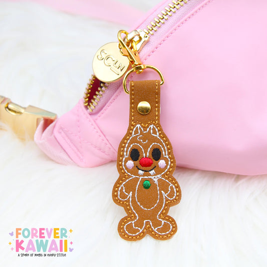 Dale Gingerbread Snap Tab – Disney Bag Charm, Christmas Keychain, Holiday Gift, Keychain for Park Bags, Backpacks, and More